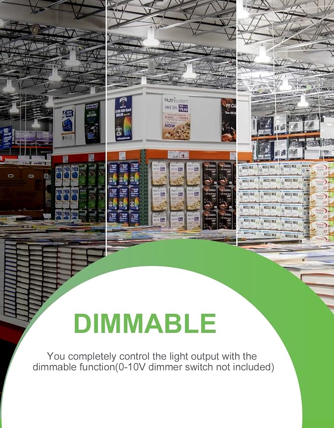 240W UFO LED High Bay Light, UL & DLC Listed 5000K Daylight 33600LM, 0-10V - Image 3