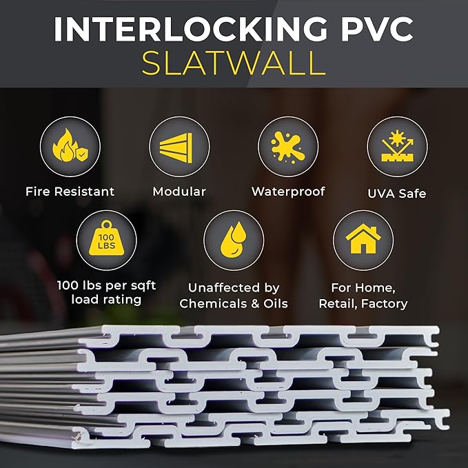 2'H x 4'W Slatwall Panel Garage Wall Organizer: Heavy Duty Wall Mounted PVC - Image 3
