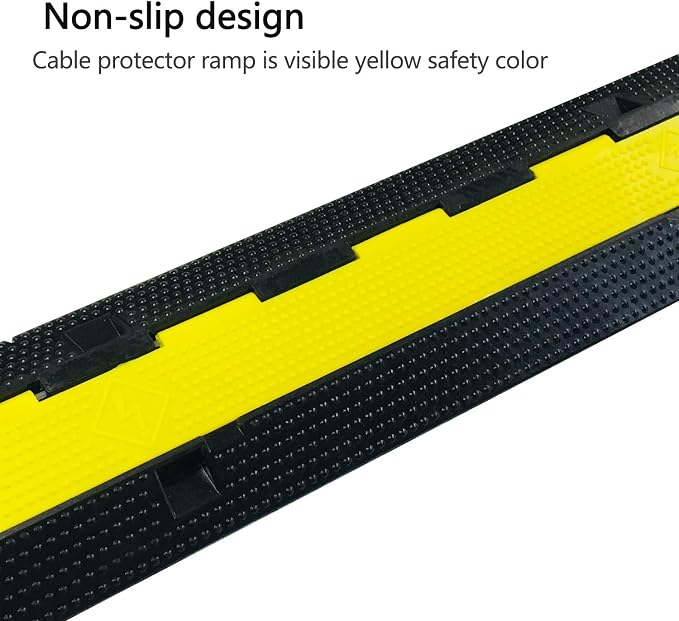2 Pack Rubber Cable Ramp Hose Cable Protector Ramp 2 Channel 22000Lbs Load - Image 5
