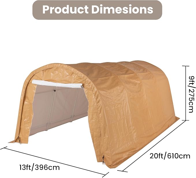 SUNBURY Carport, Round Portable Garage, Outdoor 13x20 ft Heavy Duty Carport - Image 2