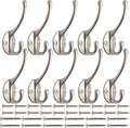 IBosins 10 Pack Heavy Duty Dual Coat Hooks Wall Mounted by IBosins
