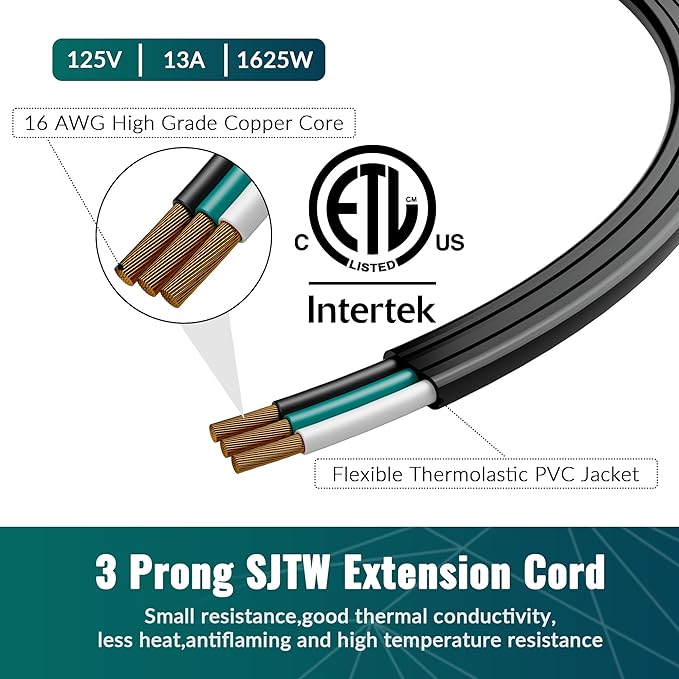 Elecan Flat Plug Extension Cord 1 Ft 2 Pack - Image 5