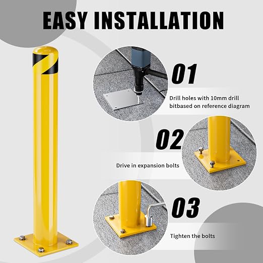 Safety Bollard Post, 36 Inch Height Steel Bollards, 4.5 Inch Diameter Parking - Image 3