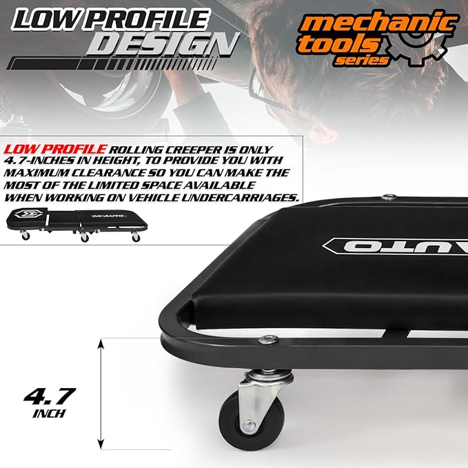 M-AUTO Foldable Z Creeper 2-in-1 Rolling Folding Car Creeper & Seat, 330LBS - Image 6