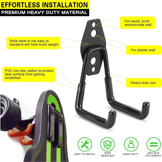 8 Pack Heavy Duty Garage Hooks Storage Organizer Wall Mount Power and Garden - Image 2