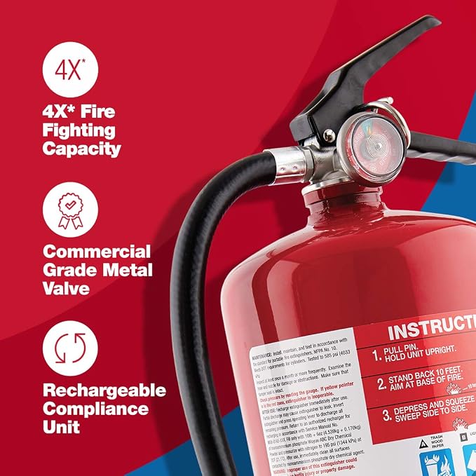 First Alert PRO10 Rechargeable Commercial Fire Extinguisher, UL rated 4-A:60-B:C - Image 3