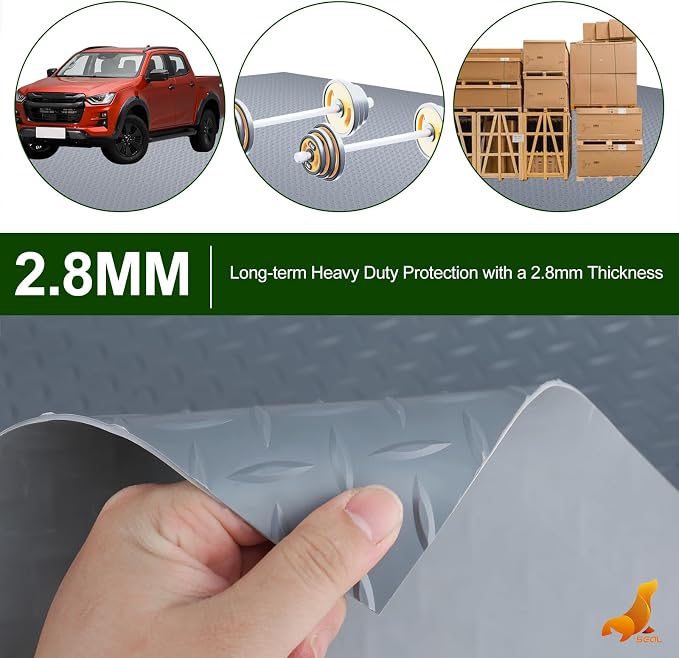SEAL 6 x 8 Ft Premium Garage Floor Mat, Solid 2.8mm Thick Gray Commercial Grade - Image 3