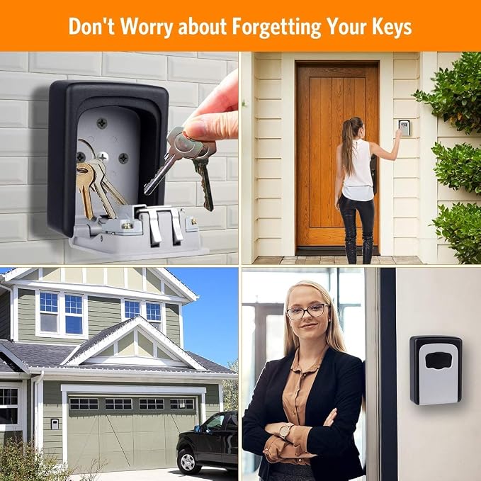 Key Lock Box Wall Mounted, Fayleeko 4 Digit Combination Lockbox - Image 2