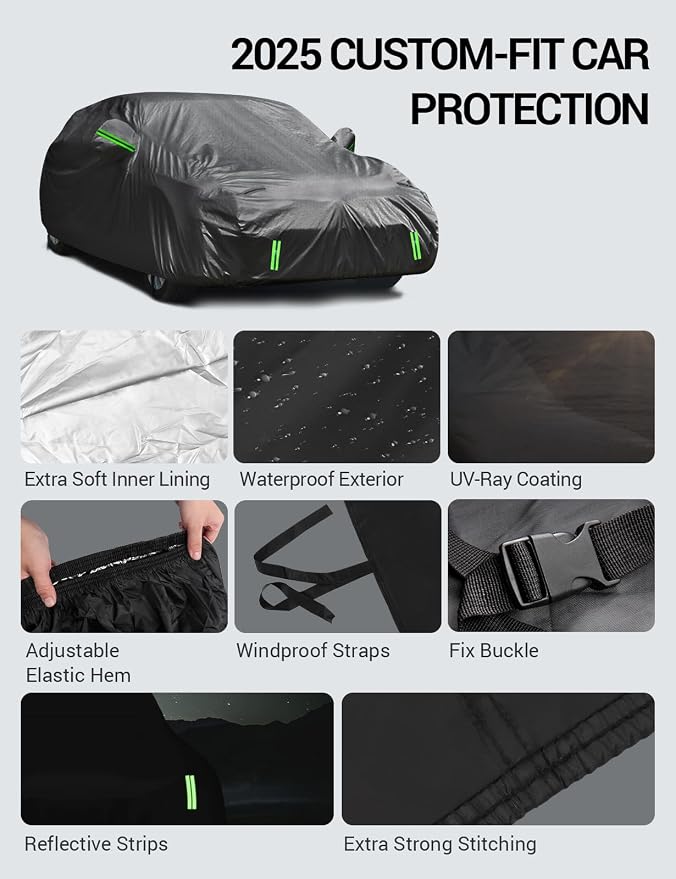 Proadsy 2025 Upgrade Car Cover for Toyota Camry 1996-2024 2025, Waterproof All - Image 8