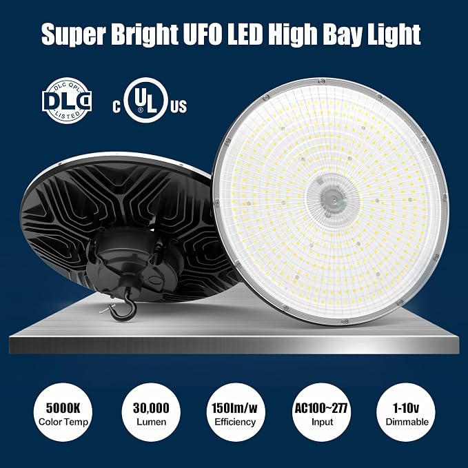 BBESTLED UFO Commercial Lights for Ceiling LED 200W, High Bay UFO Lights LED - Image 2