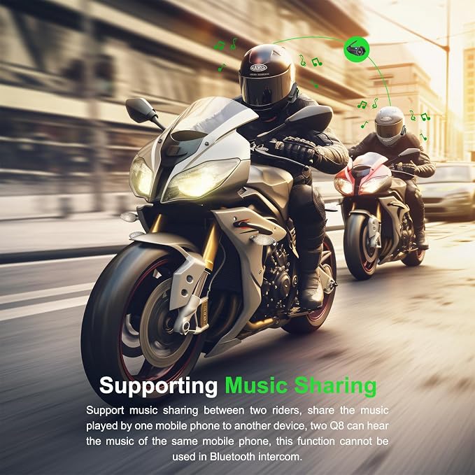 EJEAS Q8 1PC Motorcycle Bluetooth Headset, Upgraded Mesh 3.0 Intercom System - Image 3