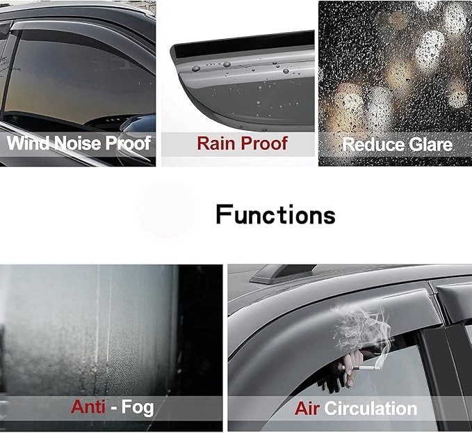 Side Window Wind Vent Deflector, Dark Smoke Nice Window Visor fit - Image 2