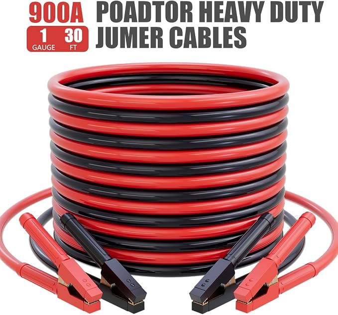 Heavy Duty Jumper Cables 1 Gauge 30FT 900A, Automotive Booster Cables - Image 5