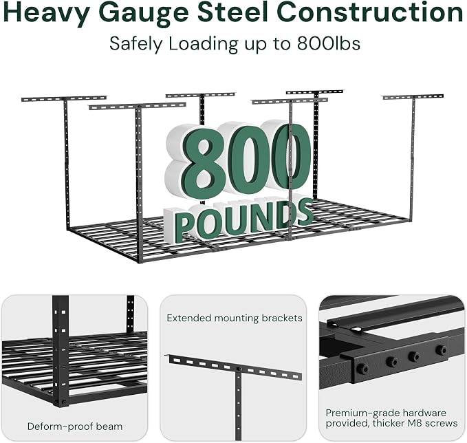 SunsGrove 3x6 Garage Storage Overhead Rack Organization, Adjustable Ceiling - Image 2