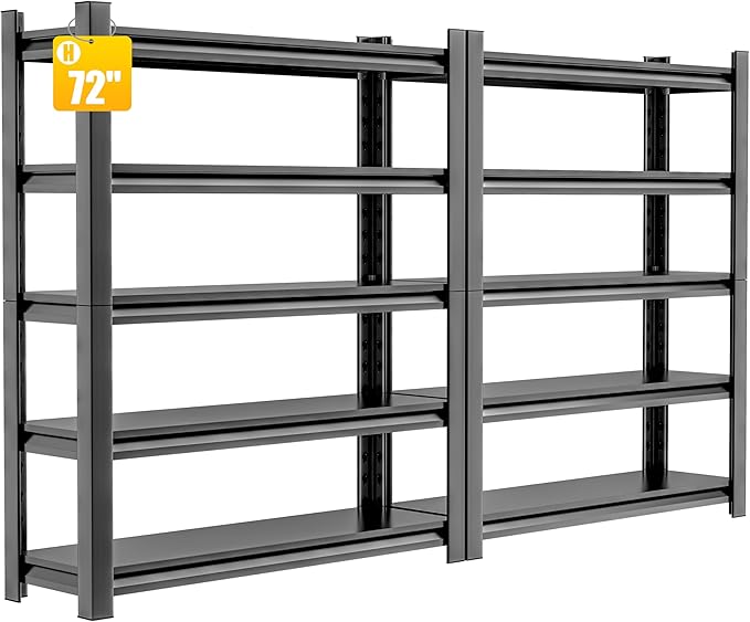 2 Set Garage Shelving Unit 72" H3000bls Heavy Duty Storage Shelves Easy by Unknown