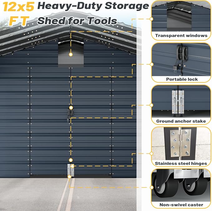 EROMMY 12x25 FT Carport Storage Shed 2-in-1, Heavy Duty Car Port - Image 4