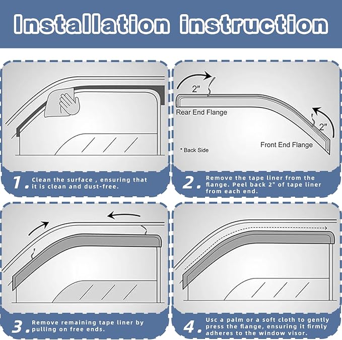 Window Visors Rain Guards fits 2013-2018 Altima, Out-Channel Window Wind - Image 5