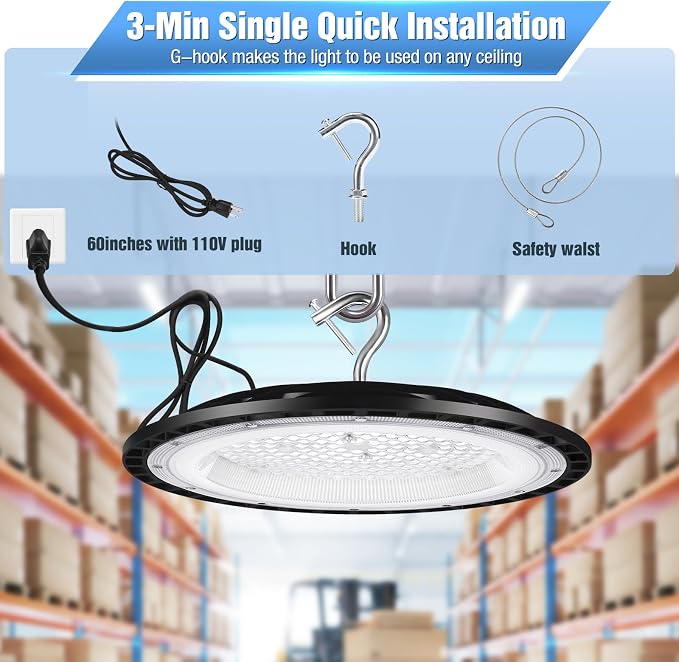 12 Pack 240W UFO LED High Bay Lights, 120VAC IP66 Waterproof, 40000LM 5000K - Image 2