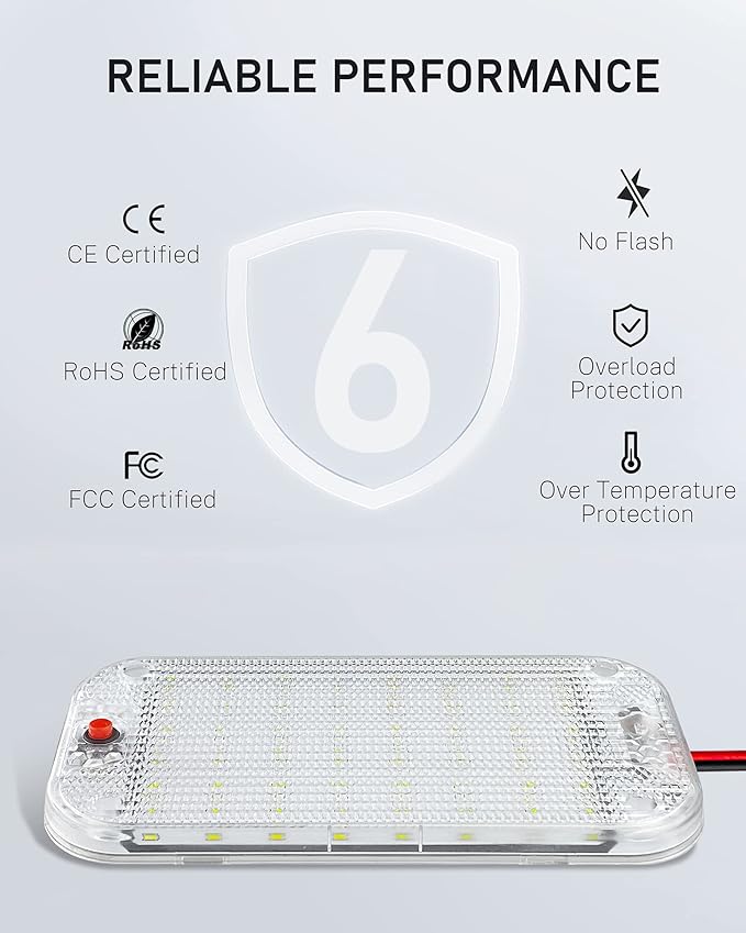 Dome Light for RV Interior, 48LED 800LM Ultra Bright 12 Volt LED White Lights - Image 4
