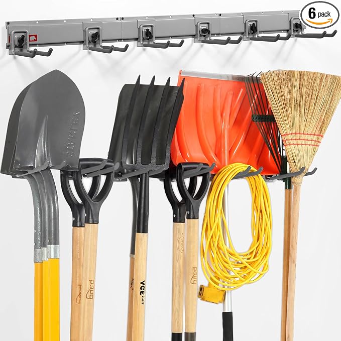 Clamping Garden Tool Organizer, Garage Organization Wall Mount Tool Holder by Aking+Ace