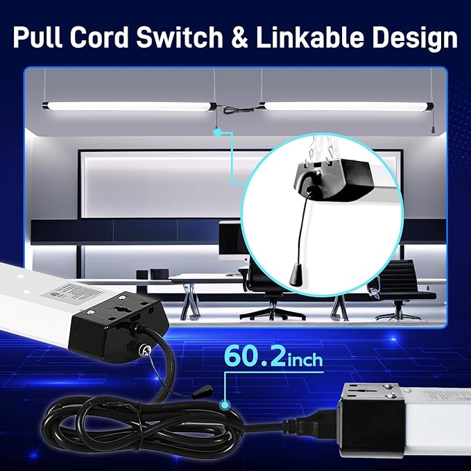 hykolity 120W LED Shop Light Linkable, 5000K 4FT Black Utility Shop Lights - Image 4