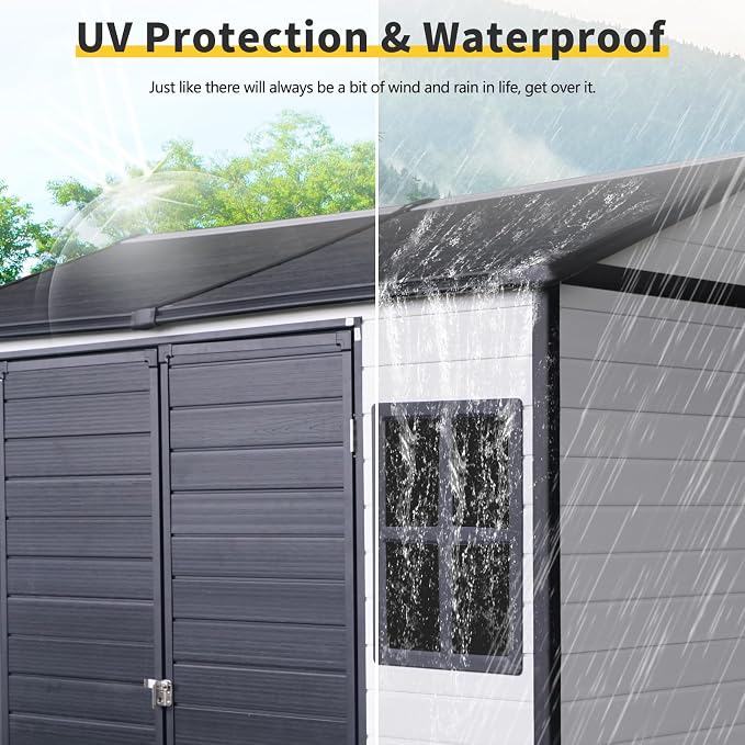 8x6 FT Outdoor Storage Resin Shed - Image 3