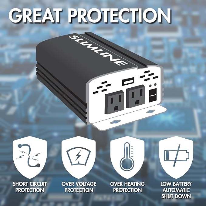 Wagan 3716 500W Slim Line AC to DC Inverter 500W TrueRated 1000W Surge Power - Image 4