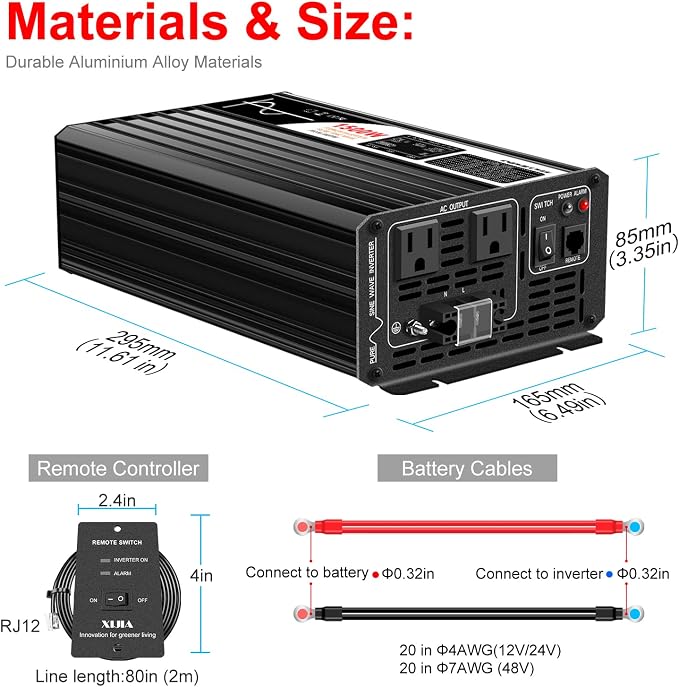 Xijia 1500W Pure Sine Wave Inverter DC 36v to 120v Inverter 60HZ Solar Converter - Image 4