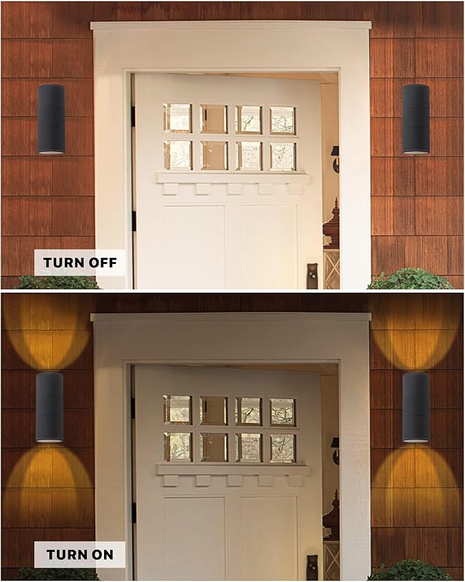 Ken & Ricky 14Inch Exterior Lighting Fixtures, Outdoor Cylinder Wall Lights - Image 6