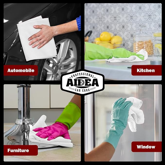 AIDEA Microfiber Cleaning Cloth White 10PK, Microfiber Towels - Image 5