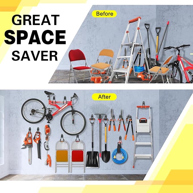 2 Pack Heavy Duty Garage Hooks Storage Organizer Wall Mount Power and Garden - Image 4