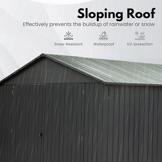 Domi 12'x25' Metal Garage Shed, Heavy Duty Outdoor Steel Carport - Image 3