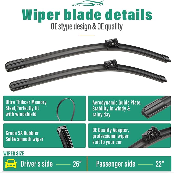 26" 22" 13" Windshield Wiper Blades Replacement - Image 3