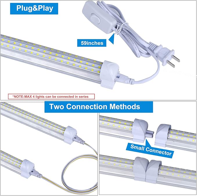 20 Pack, 8FT LED Shop Light Fixture, 144W 15500LM 6000K Cool White, High Output - Image 4