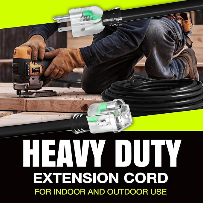 50ft Outdoor/Indoor Extension Cord 10/3 Gauge Ultra Heavy Duty 3 Prong SJTW - Image 7