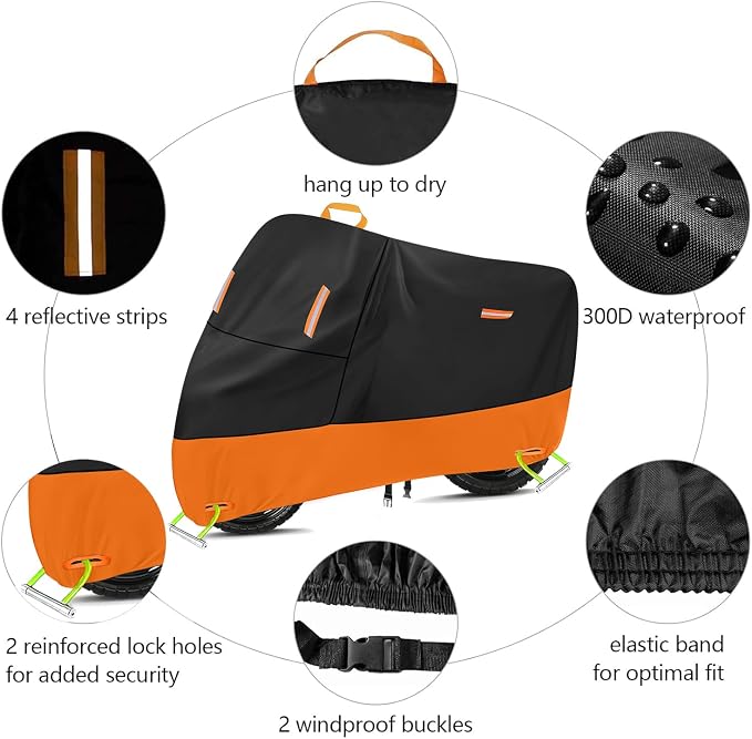 Harley Motorcycle Cover Waterproof Outdoor 300D Oxford Heavy Duty Oxford All - Image 4
