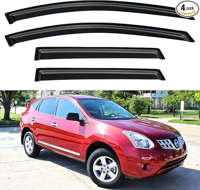 Window Visors Rain Guards for 2009 2010 2011 2012 2013 Nissan Rogue, by YQAUTEC