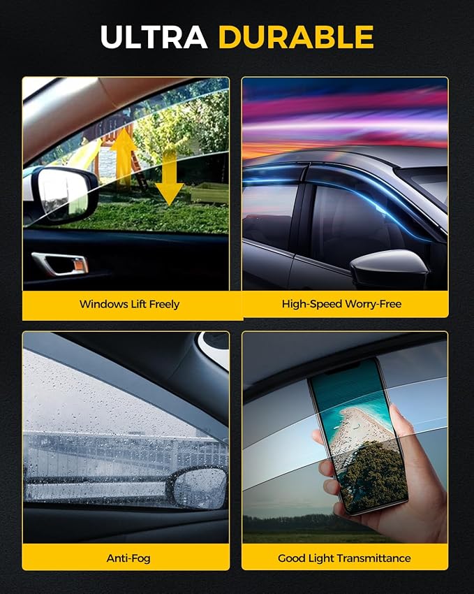 Rain Guards for Car Windows, Tape-On Window Visors Rain Guards Fit for - Image 4