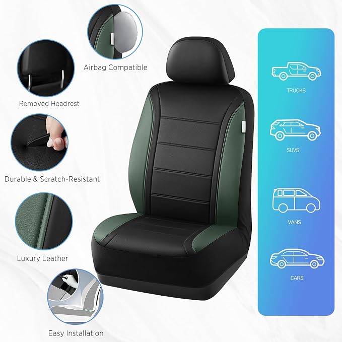 Road Comforts Leather Seat Covers, Breathable Car Seat Covers Full Set - Image 7
