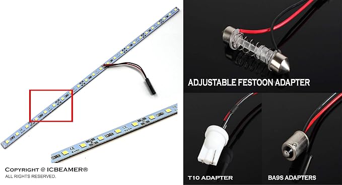 ICBEAMER Super White 12" inch 24-SMD-2835 Chips LED Strip Light Universal Fit - Image 3