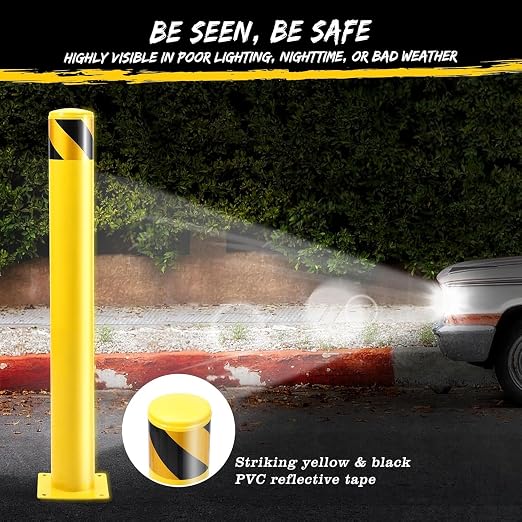 2 Pack Safety Bollard Post, 48 Inch Height 4.5 Inch Diameter Yellow Pipe Safety - Image 3