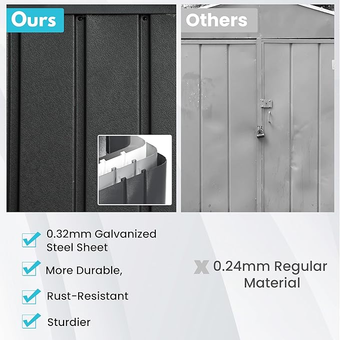 Domi 12'x20' Metal Garage Shed, Heavy Duty Outdoor Steel Carport - Image 7