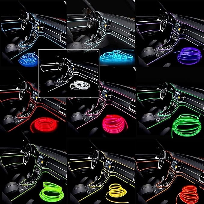 El Wire Red Interior Car LED Strip Lights, 2M Neon Wire USB 5V - Image 3