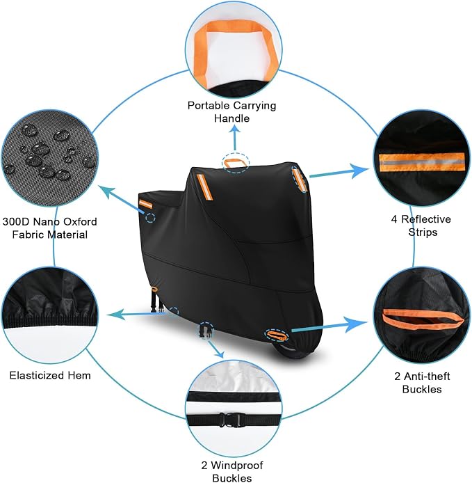 Waterproof Motorcycle Cover Outdoor, Motorbike Scooter Moped Rain Dust - Image 3