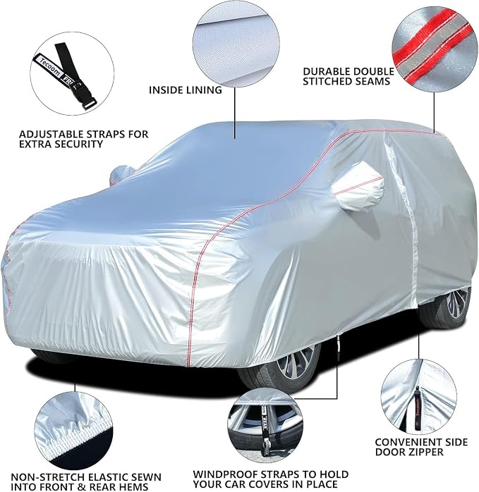 Tecoom Hard Shell Waterproof Car Cover, Zipper Design - Image 2