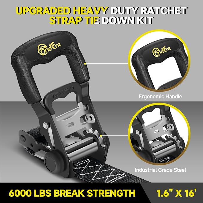 4Pcs 1.6”x16ft Heavy Duty Ratchet Straps - Image 2