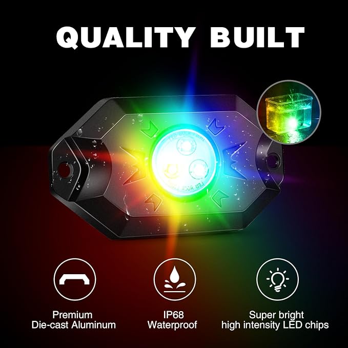 Nilight RGB LED Rock Lights Kit 12 Pods Underglow Multicolor Neon Pod - Image 9