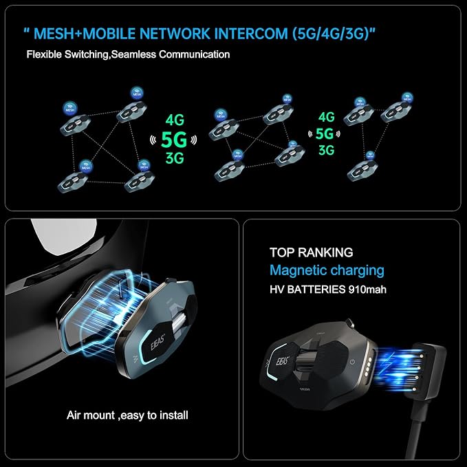 SolaMr X10 Motorcycle Helmet Bluetooth Headset Speakers Headphone, Ski Helmet - Image 5