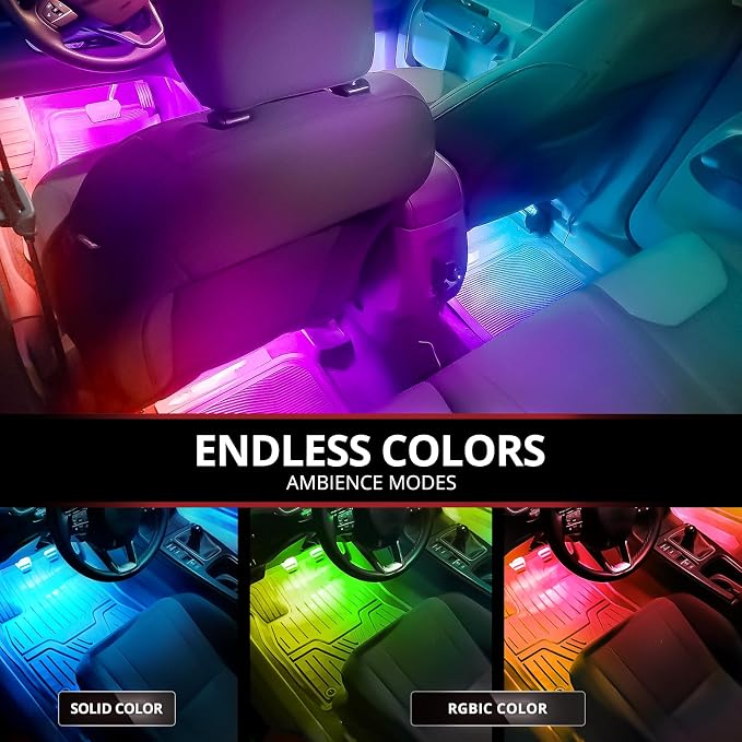 OPT7 Aura DreamColor RGB-IC LED Car Interior Light Strips, Color Chasing Light - Image 3
