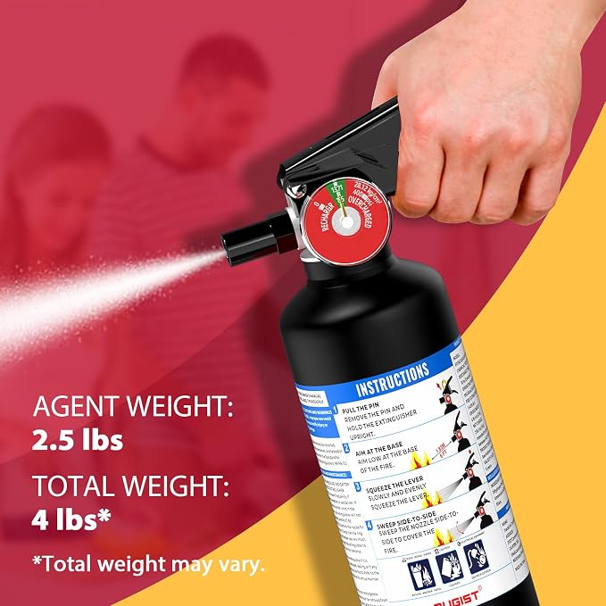 ABC Dry Powder Fire Extinguisher, 2.5 lb – 1-A:10-B:C Rated, Fire Extinguisher - Image 2